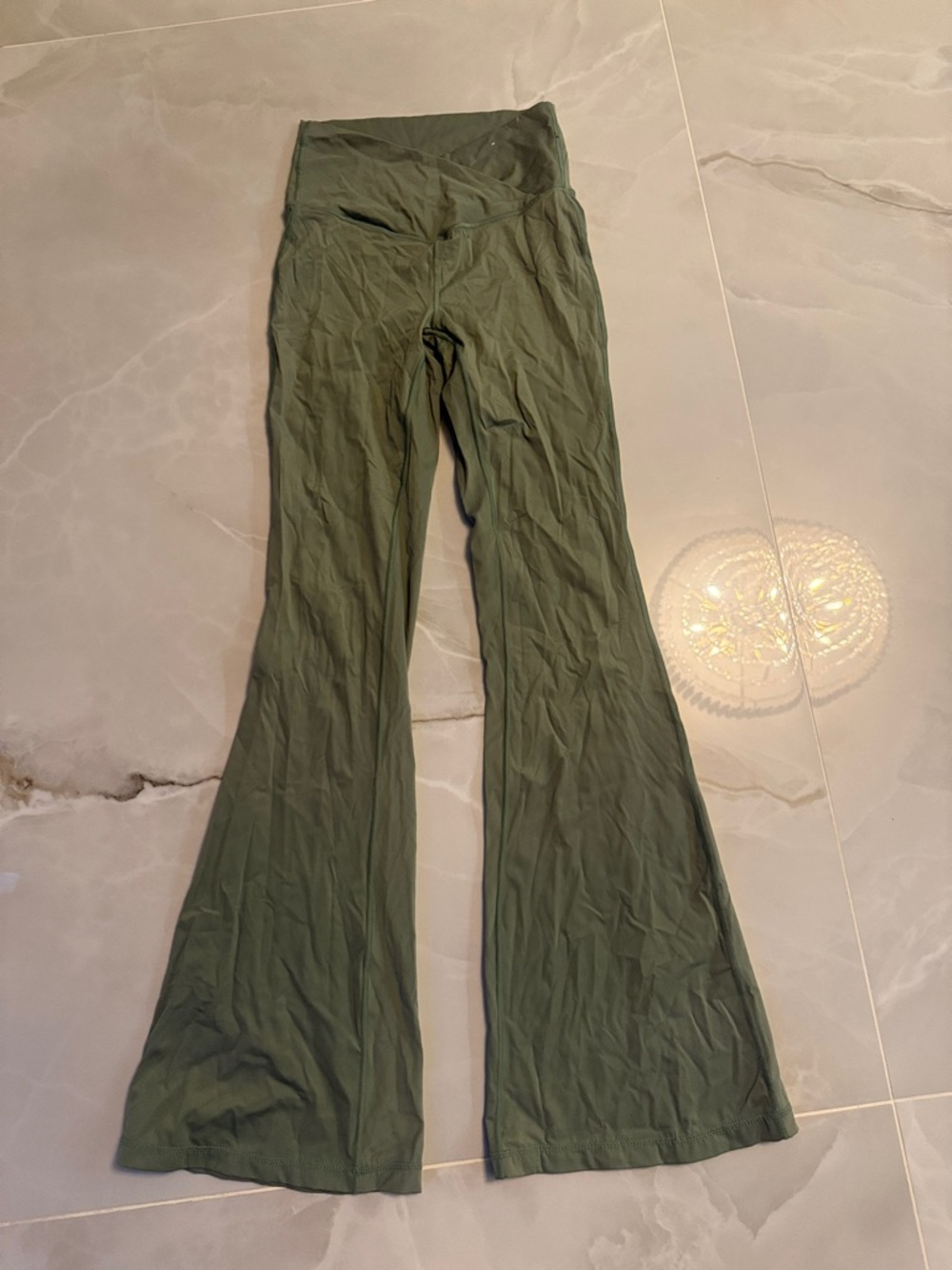 Olive Green Flared Leggings